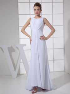 Bateau White For Mother Of The Bride Dress With Brush Train