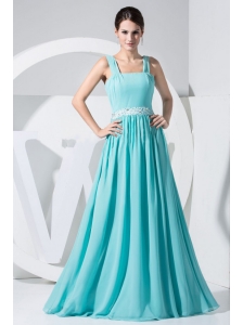 Beading Decorate Waist Aqua Blue Empire 2013 Prom Dress For Formal Evening