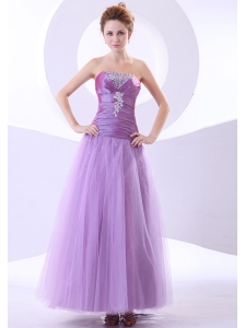 Beading and Appliques Decorate Bodice Taffeta and Tulle Ankle-length 2013 Prom Dress
