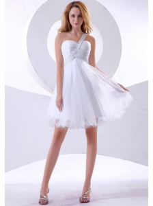 Beading Decorate One Shoulder Organza Knee-length 2013 Prom Dress