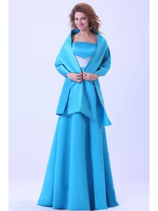 Blue Bridemaid Dress With Brush Train Satin A-line