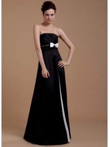 Bowknot A-Line Strapless Taffeta Floor-length Prom Dress