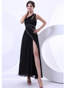 High Slit One Shoulder Ankle-length Beading 2013 Prom Dress