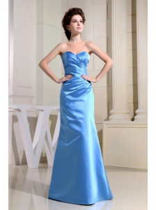 Blue Sweetheart and Ruch For Simple Custom Made Bridemaid Dress