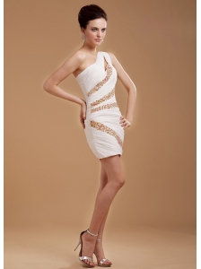 One Shoulder Cocktail Dress With Beaded Mini-length For Club
