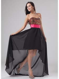Paillette High-low Chiffon and Sequin Strapless A-Line Prom Dress
