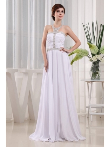 2013 Prom Dress Beading and Ruch  Empire White With Halter