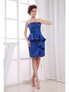 Royal Blue Prom Dress With Mini-length and Strapless