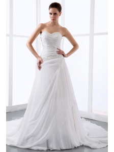 2013 Affordable Princess Sweetheart Wedding Dress With Appliques and Ruch For Wedding Party