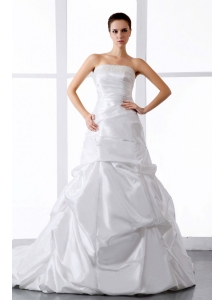 Elegant Wedding Dress With Beading and Ruching Court Train For Custom Made