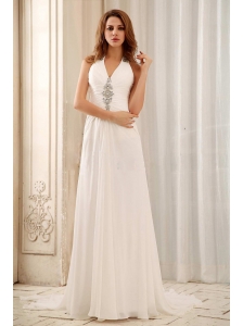 Empire Beaded Decorate Halter Low Price Weding Dress With Chiffon For Wedding Party