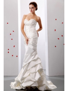 Mermaid Sweetheart Ruch and Appliques 2013 Weding Dress With Taffeta