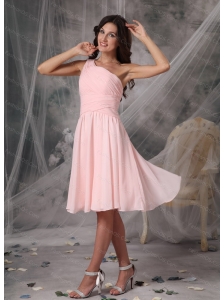 Baby Pink Empire One ShoulderDama Dresses for Quinceanera