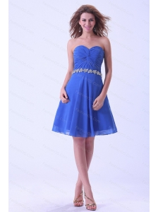 Short Dama Dress With Appliques Ruch Blue