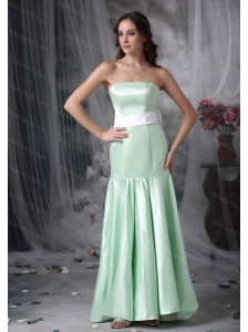 2013 Apple Green Mermaid Strapless Sash Dama Dress On Sale