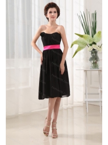Black Empire Strapless Chiffon Short Dama Dresses On Sale