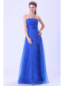 Blue Organza Empire Ruching Dama Dresses On Sale