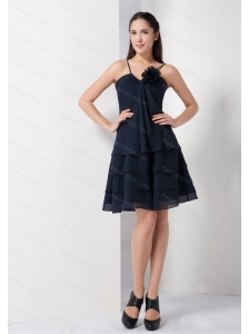 Navy Blue Ruffled Layers 2013 Discount Dama Dress