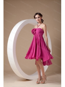 Hot Pink Strapless Mini-length Chiffon 2013 Dama Dress