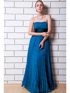 Pleat Empire Floor-length Organza Blue Dama Dress