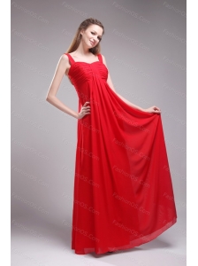 Red Straps Ruch Chiffon 2013 Long Dama Dress