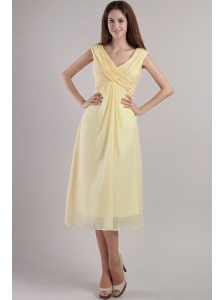 V-neck Ankle-length Yellow designers Dama Dress 2013