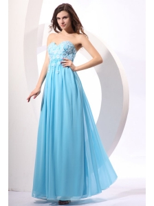 Aqua Blue Empire Sweetheart Floor-length Appliques Prom Dress for 2014
