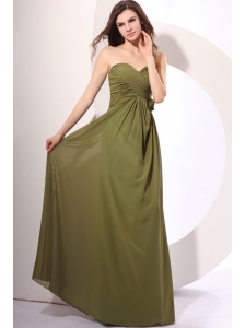 Chiffon Empire Sweetheart Floor-length Olive Green Prom Dress with Ruches