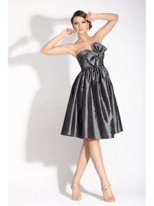 Grey Sweetheart Knee-length Prom Dress with Bowknot