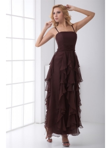 Column Purple Chiffon Ankle-length Prom Dress with Straps