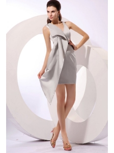 Sexy Column V-neck Mini-length Grey Prom Dress