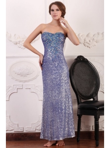 Lavender Column Ankle-length Sweetheart Prom Dress with Sequins