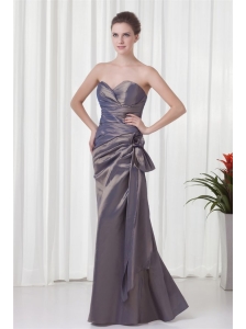 Elegant Column Grey Sweetheart Long Taffeta Prom Dress with Ruching
