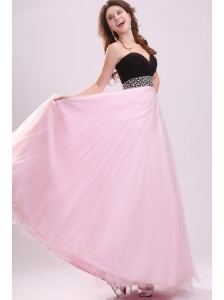 Empire Baby Pink Sweetheart Beading and Ruching Chiffon Prom Dress
