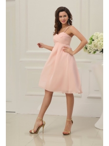 Baby Pink Spaghetti Straps Chiffon Prom Cocktail Dress