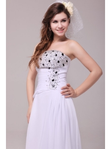 Empire Strapless Beading Ruching Floor-length Wedding Dress