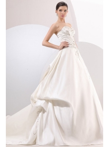 A-Line Sweetheart Taffeta Embroidery and Beading Wedding Dress