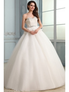 Ball Gown Sweetheart Wedding Dress with Appliques and Ruffles