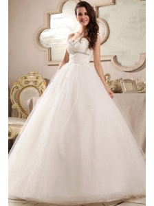 Beaded Decorate Sweetheart Ball Gown Wedding Dress with Sequin