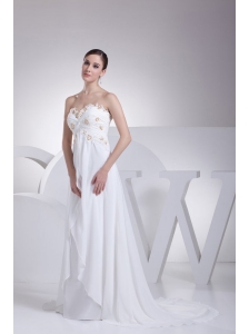 Empire Sweetheart Appliques Wedding Dress with Court Train