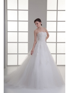A-line Sweetheart Sweep Train Wedding Dress with Sequins