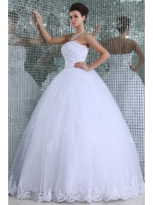 Ball Gown Strapless Floor-length Wedding Dress with Appliques