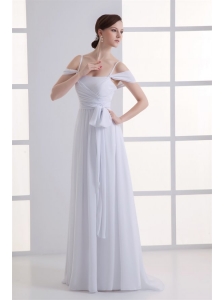 Empire Spaghetti Straps Ruching Chiffon Wedding Dress