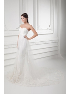 Gorgeous Mermaid Sweetheart Wedding Dress with Lace Chapel Train