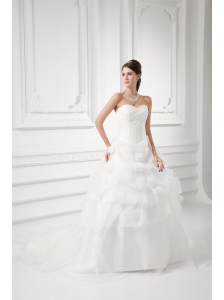 Romantic Sweetheart Ball Gown Wedding Dress with Embroidery and Pick-ups