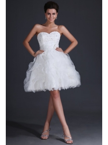 Sweetheart Short Mini-length Wedding Dress with Appliques and Ruffles