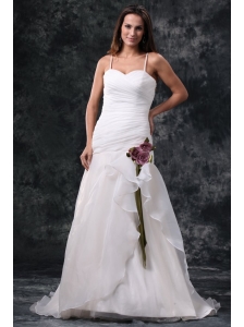 Column Off The Shoulder Brush Train Taffeta Wedding Dress