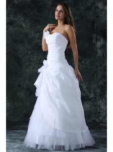 Sweetheart Column Ruche Decorate Floor-length Wedding Dress