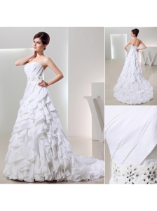 Beautiful Ball Gown Sweetheart Ruffled Layers Wedding Dress in White