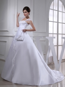 2014 Discount A-line Square Beading and Appliques Wedding Dress
